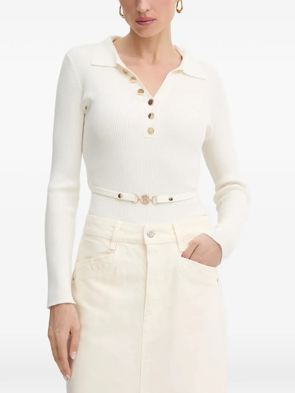 FRACOMINA button ribbed top | Neutrals | Image 1