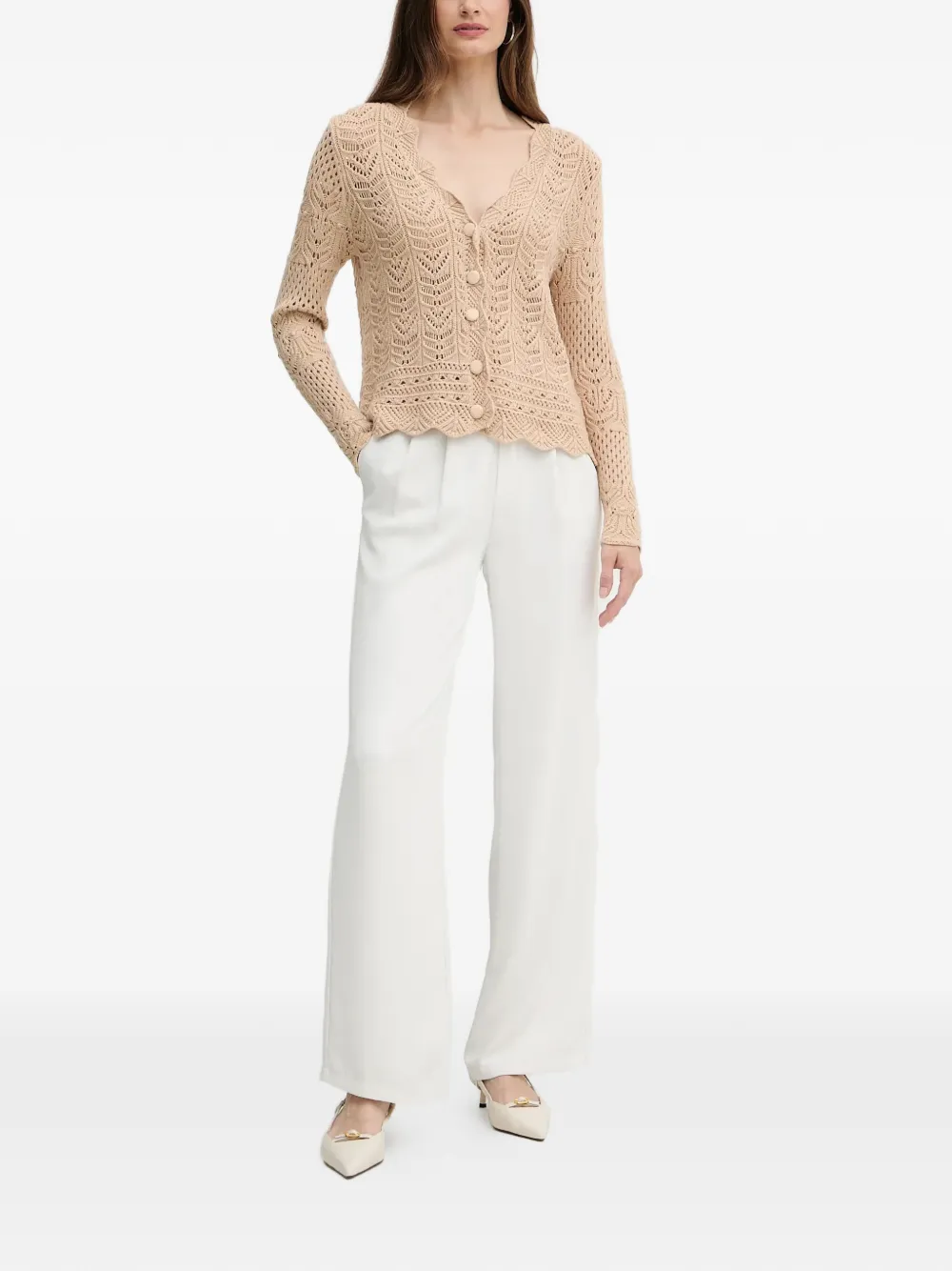 FRACOMINA scallop-trim buttoned cardigan - Toni neutri
