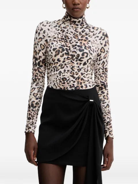 FRACOMINA gathered animal print blouse