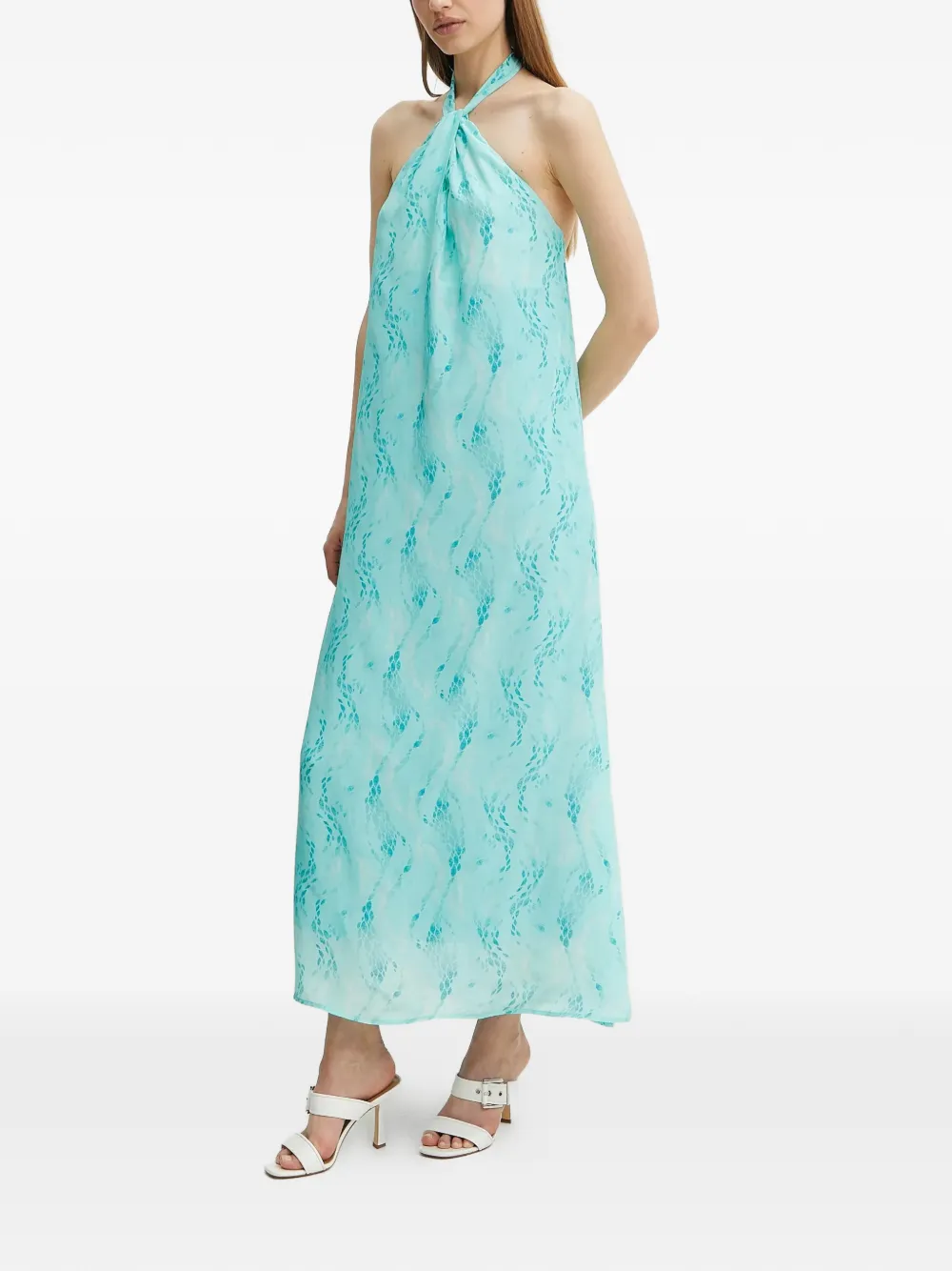 FRACOMINA halterneck tie dress - Blauw