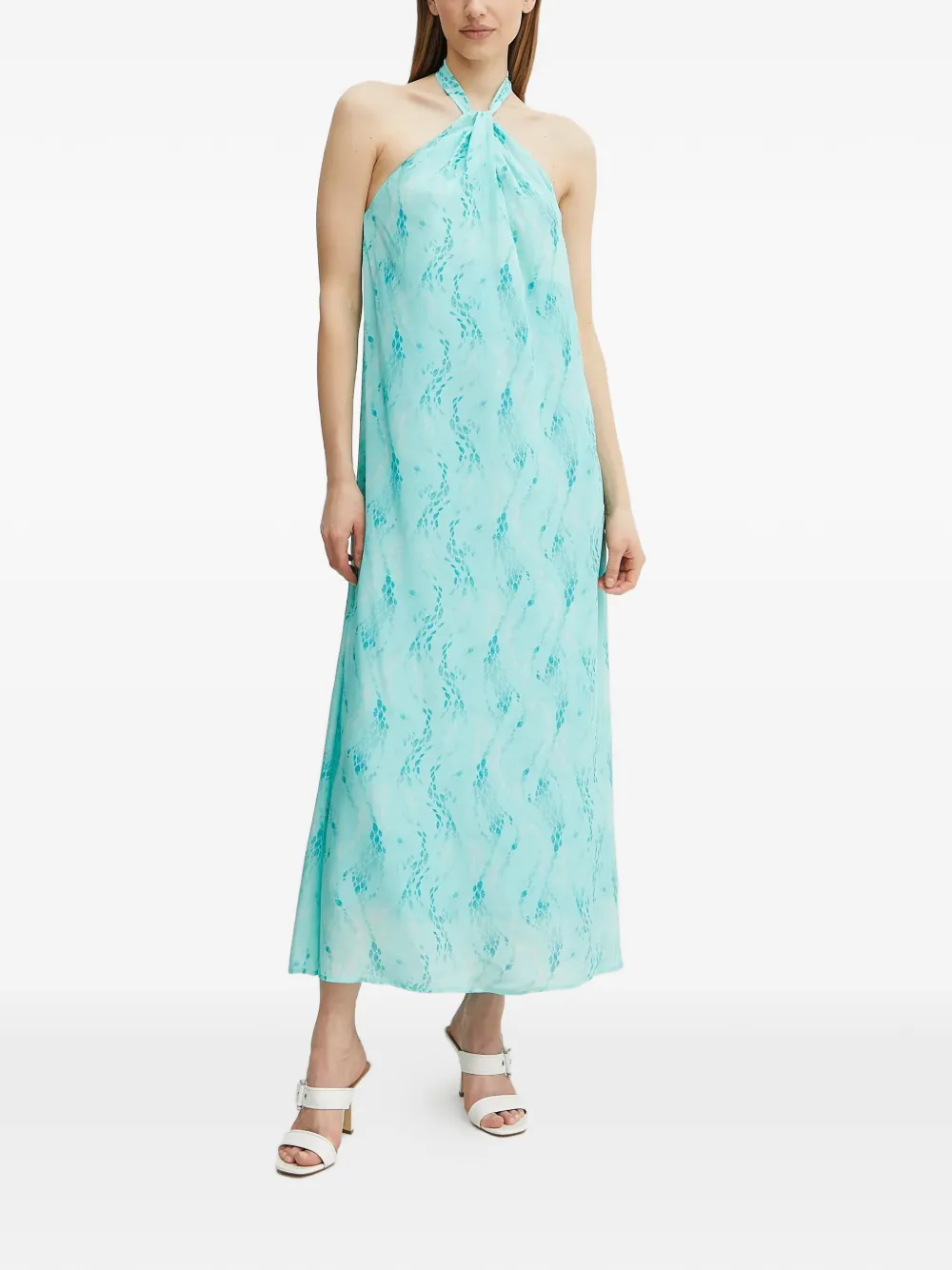 FRACOMINA halterneck tie dress - Blau