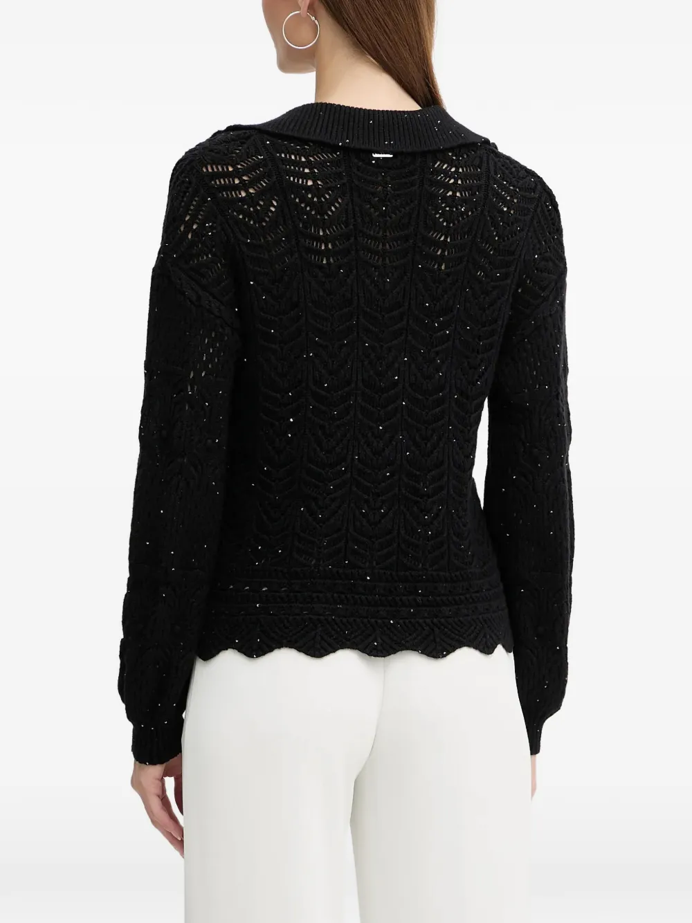 FRACOMINA v-neck scalloped knitwear - Nero
