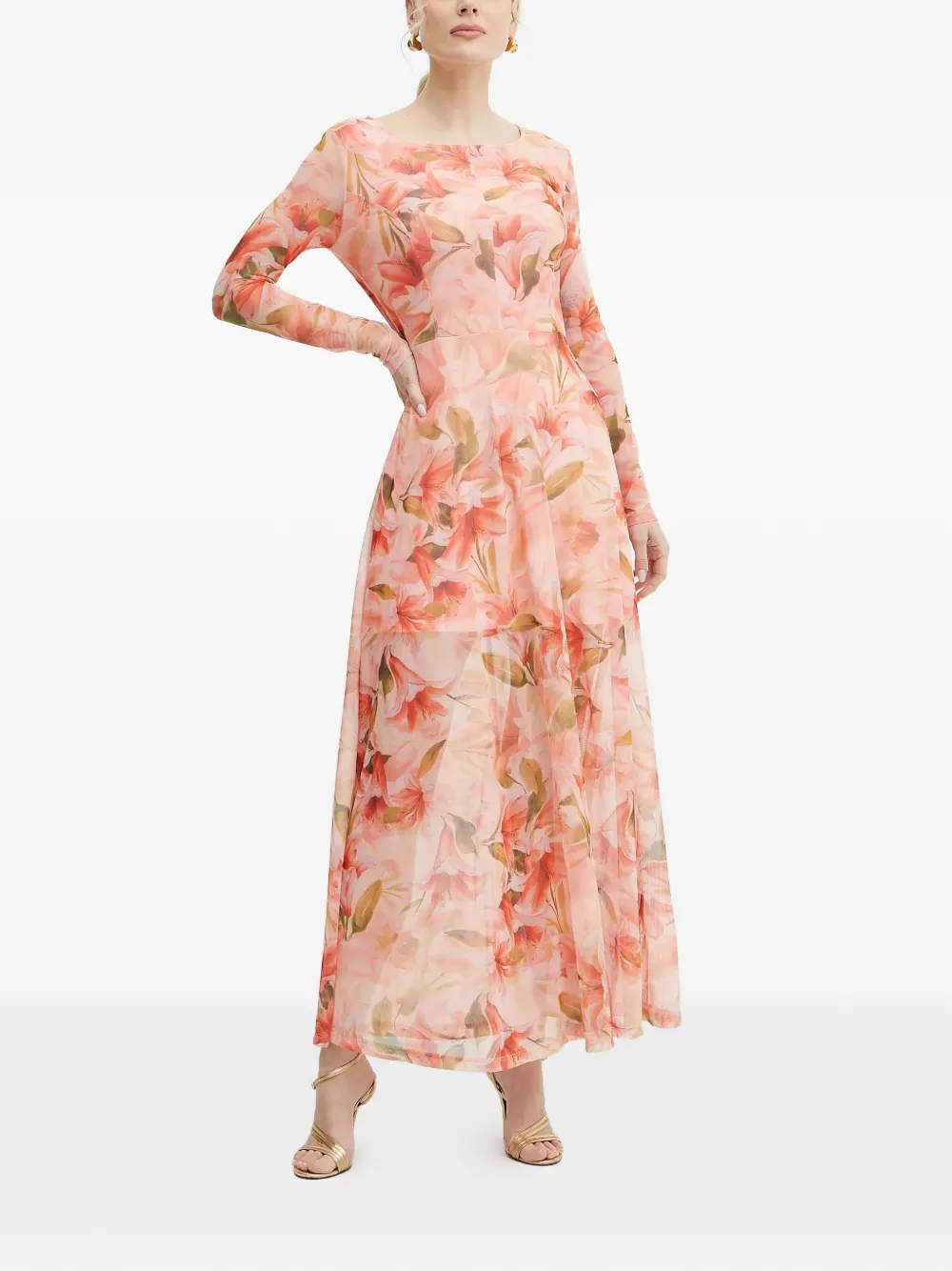 FRACOMINA floral long-sleeved maxi dress - Rosa