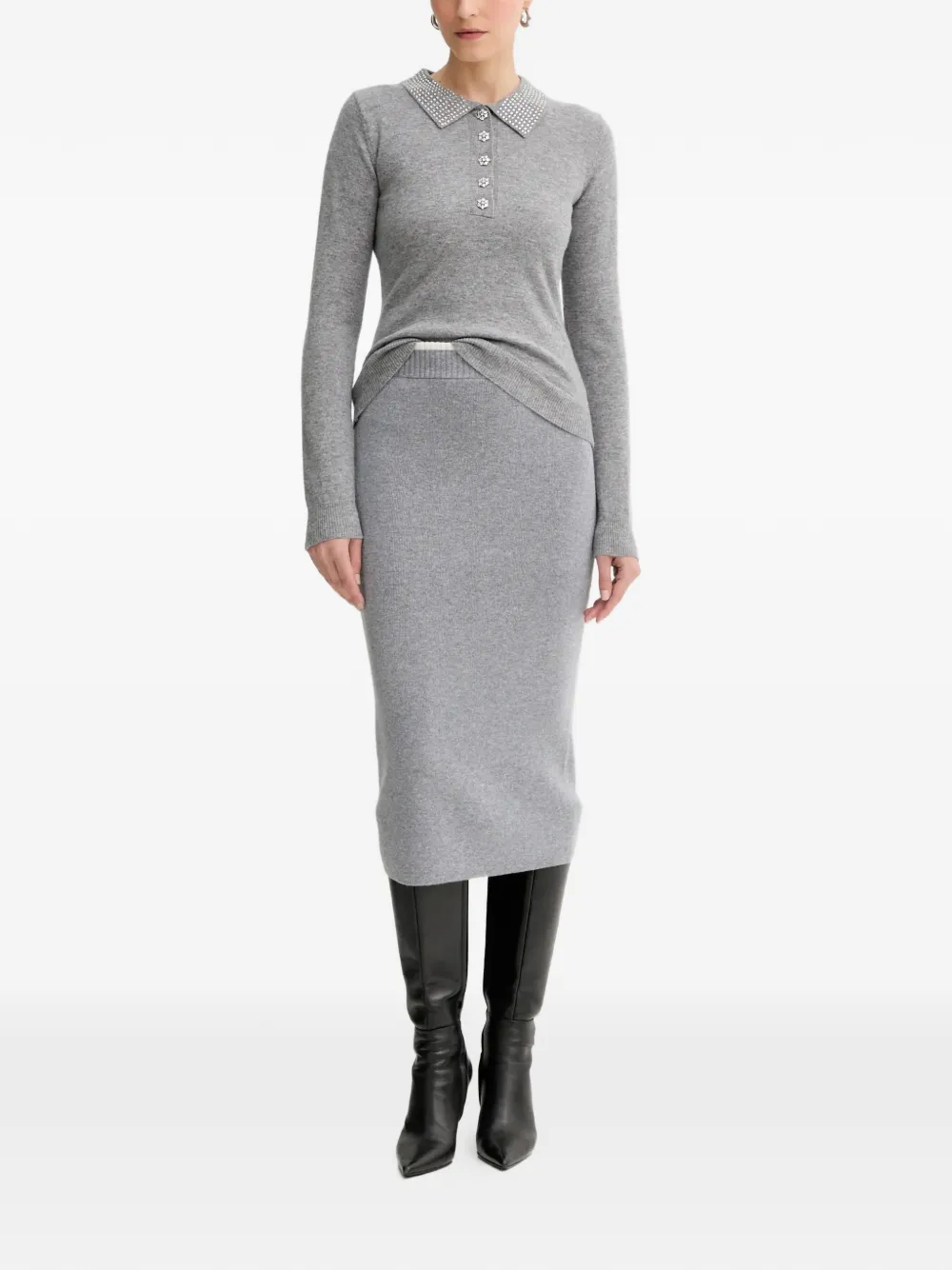  Fracomina Embellished-collar Sweater - Grey 