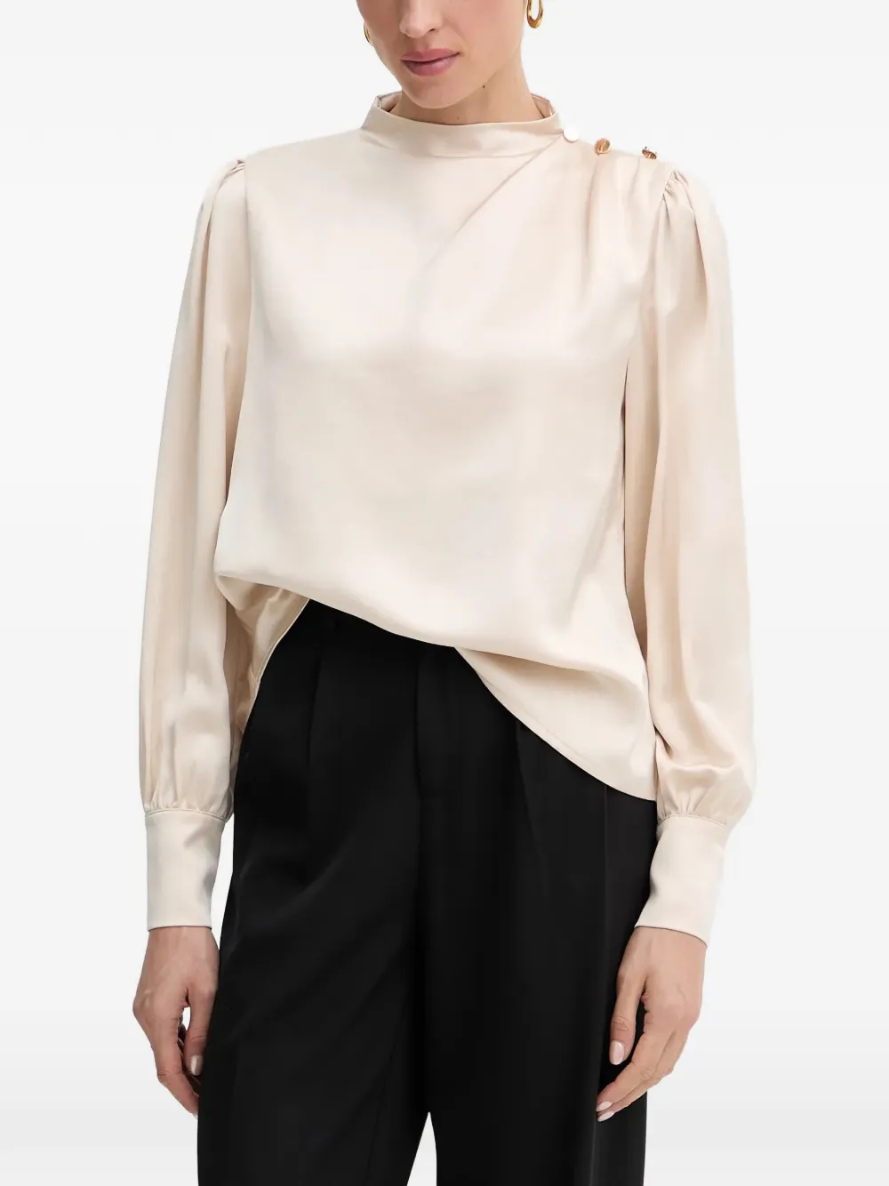 FRACOMINA mock-neck satin top - Toni neutri