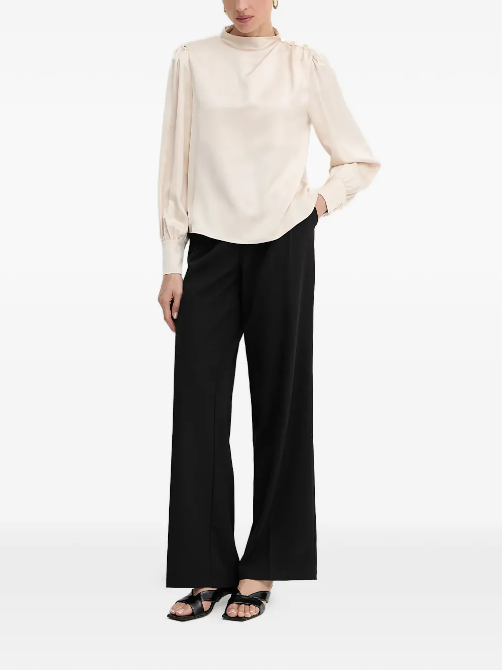 FRACOMINA mock-neck satin top - Beige