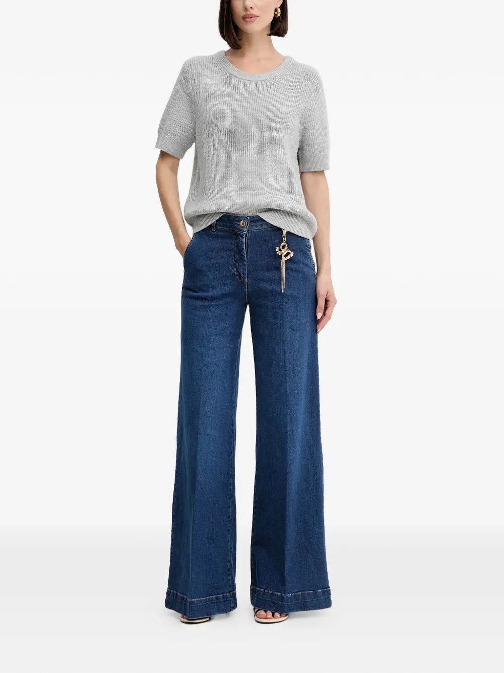 FRACOMINA Jeans met wijde pijpen en bedel - Blauw