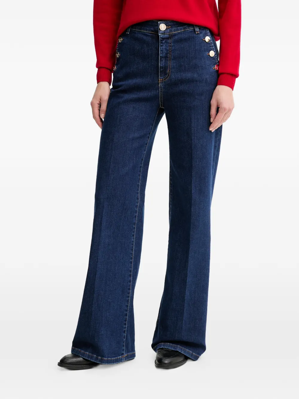 FRACOMINA buttoned denim trousers - Blu