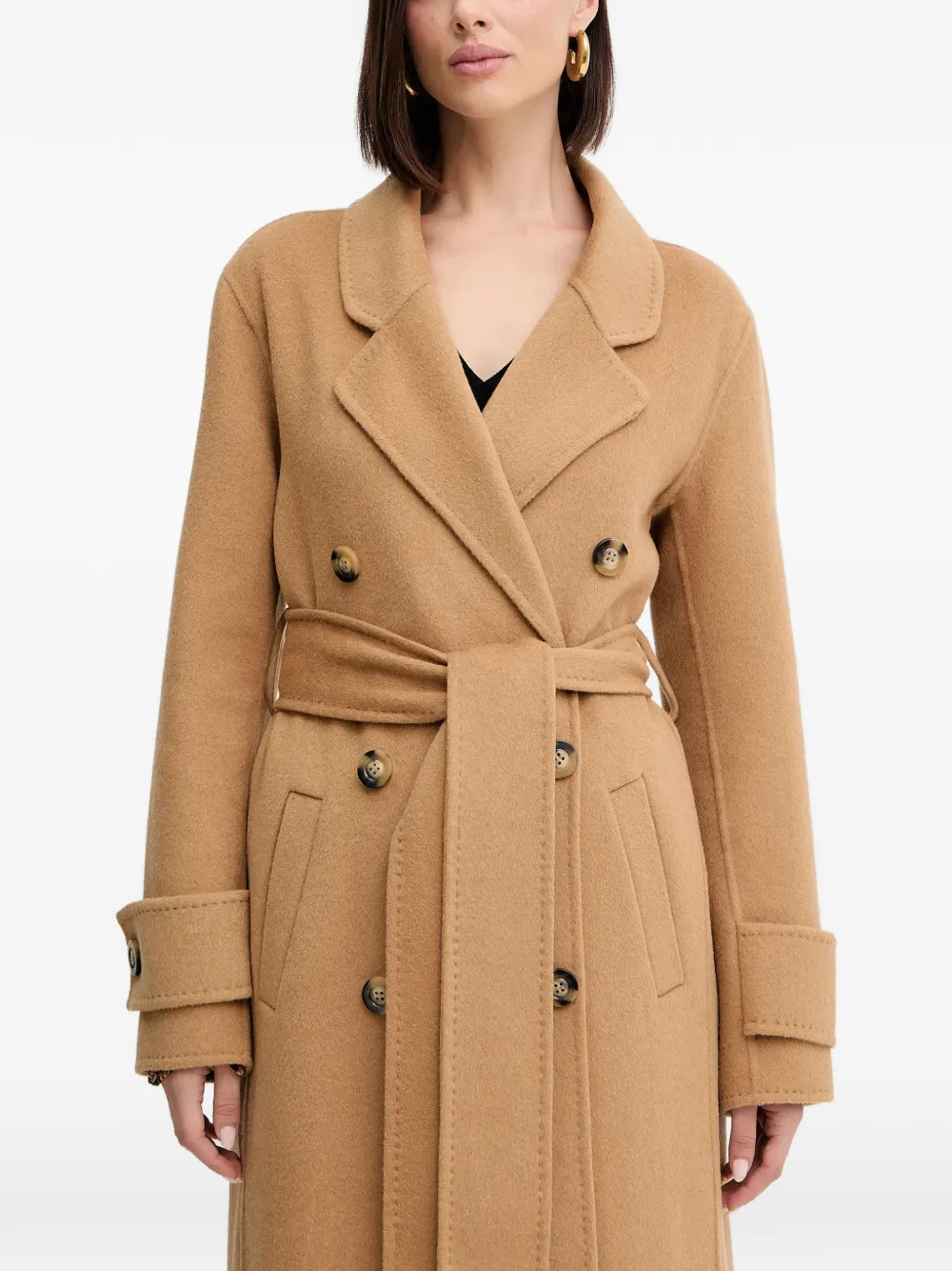 FRACOMINA buttoned belted coat - Marrone