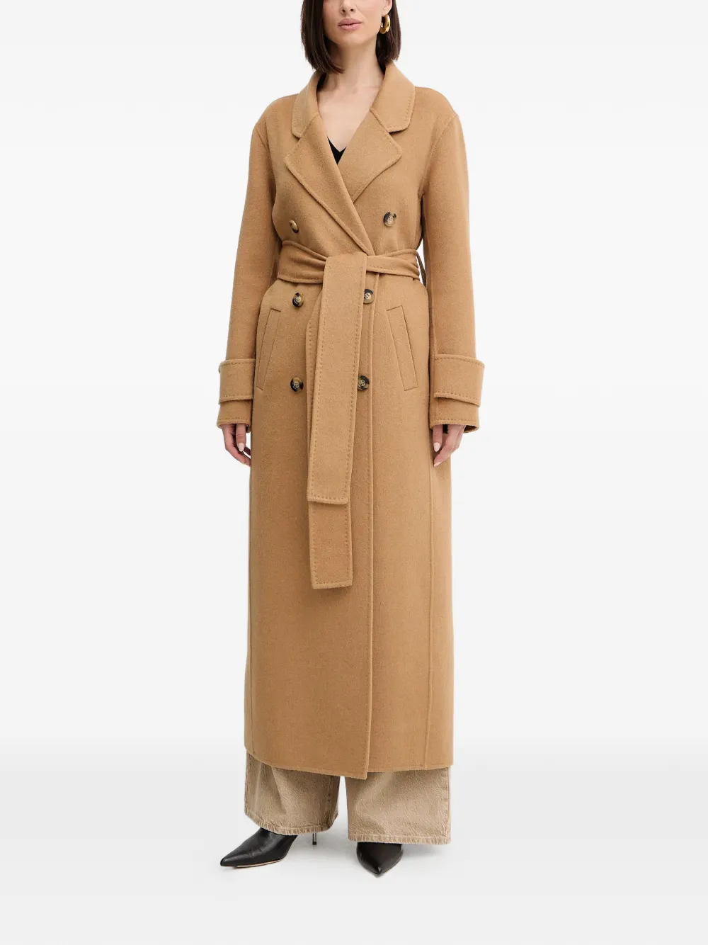  Fracomina Buttoned Belted Coat - Brown 