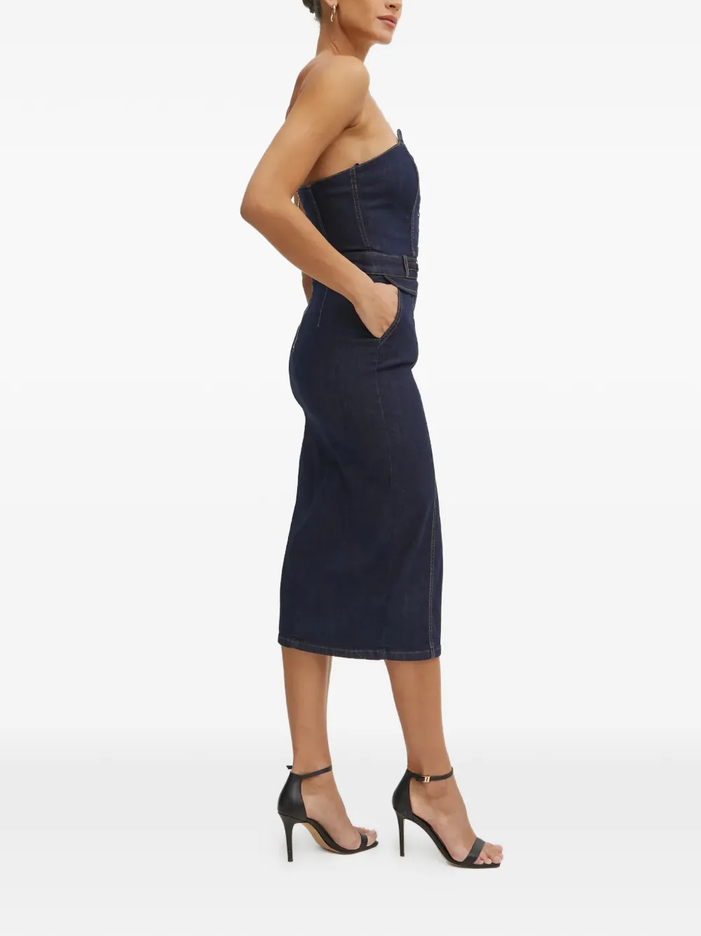 FRACOMINA buttoned belted denim dress - Blauw