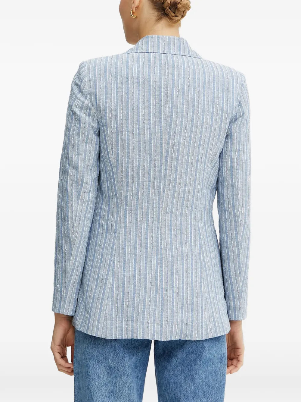  Fracomina Striped Buttoned Blazer - Blue 