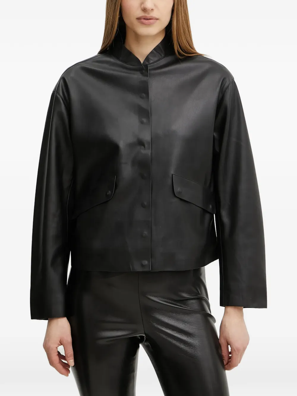  Fracomina Buttoned Cropped Jacket - Black 