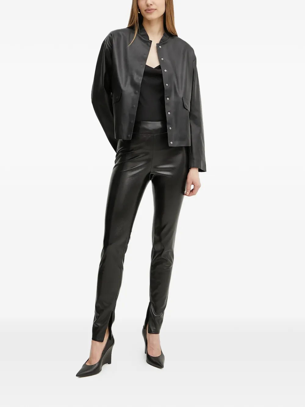  Fracomina Buttoned Cropped Jacket - Black 