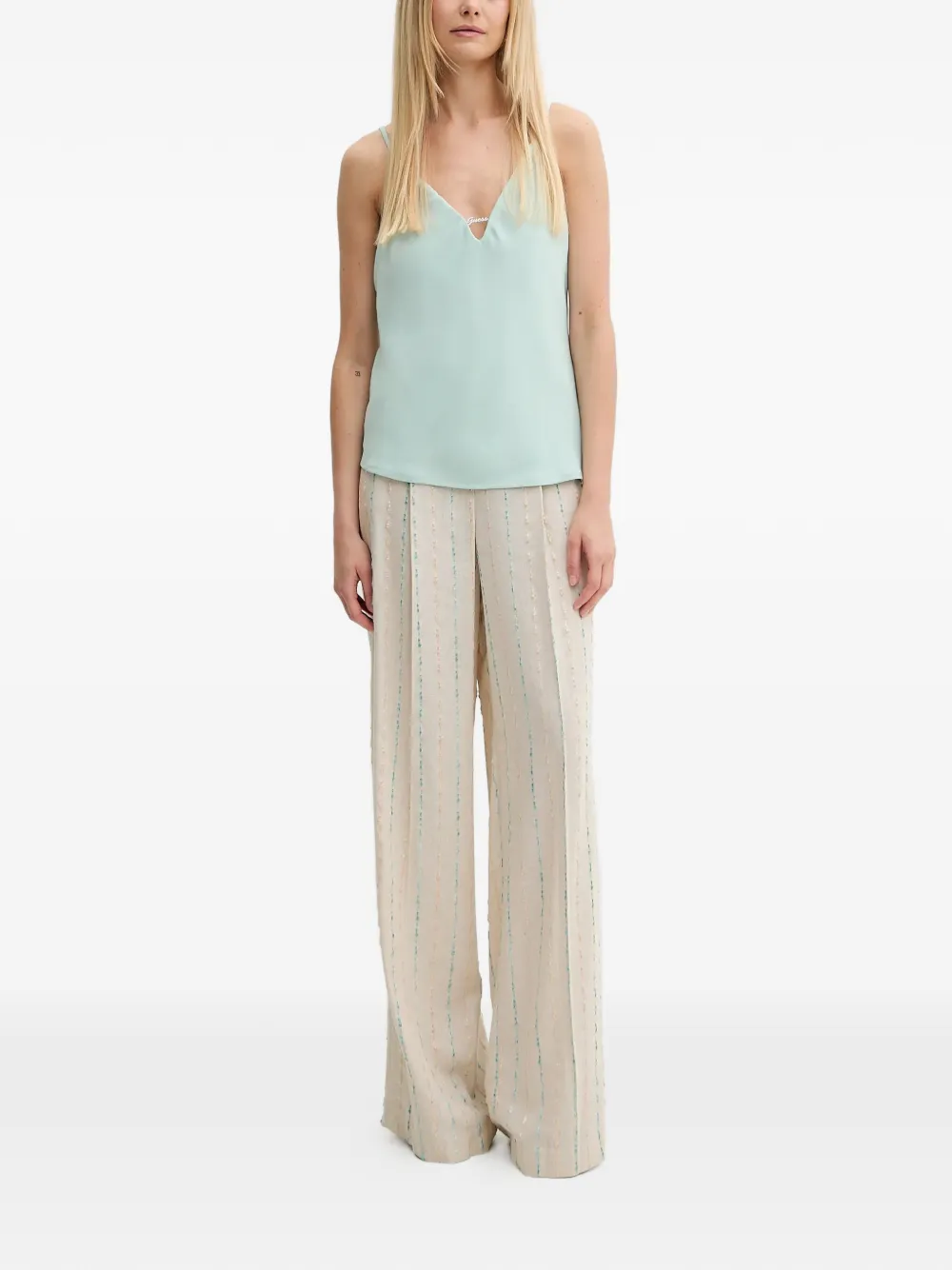 FRACOMINA striped linen trousers - Beige