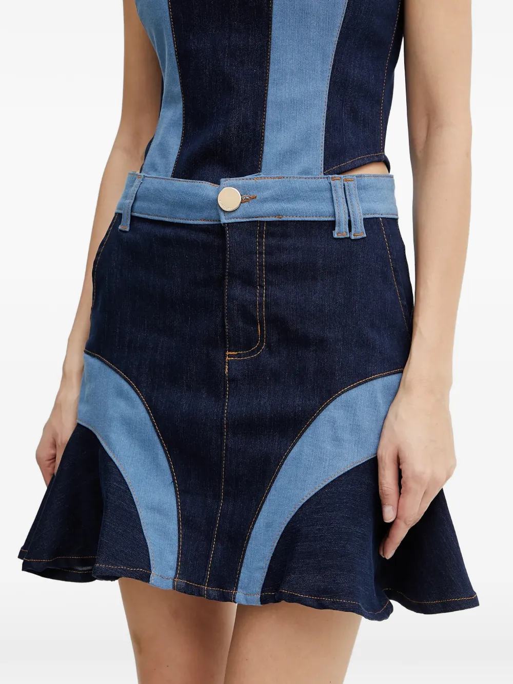 FRACOMINA denim panelled skirt - Blauw