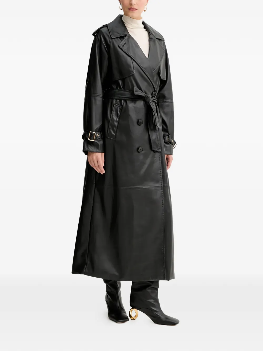 FRACOMINA belt buckle coat - Zwart