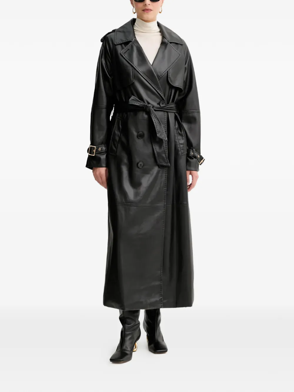 FRACOMINA belt buckle coat - Nero