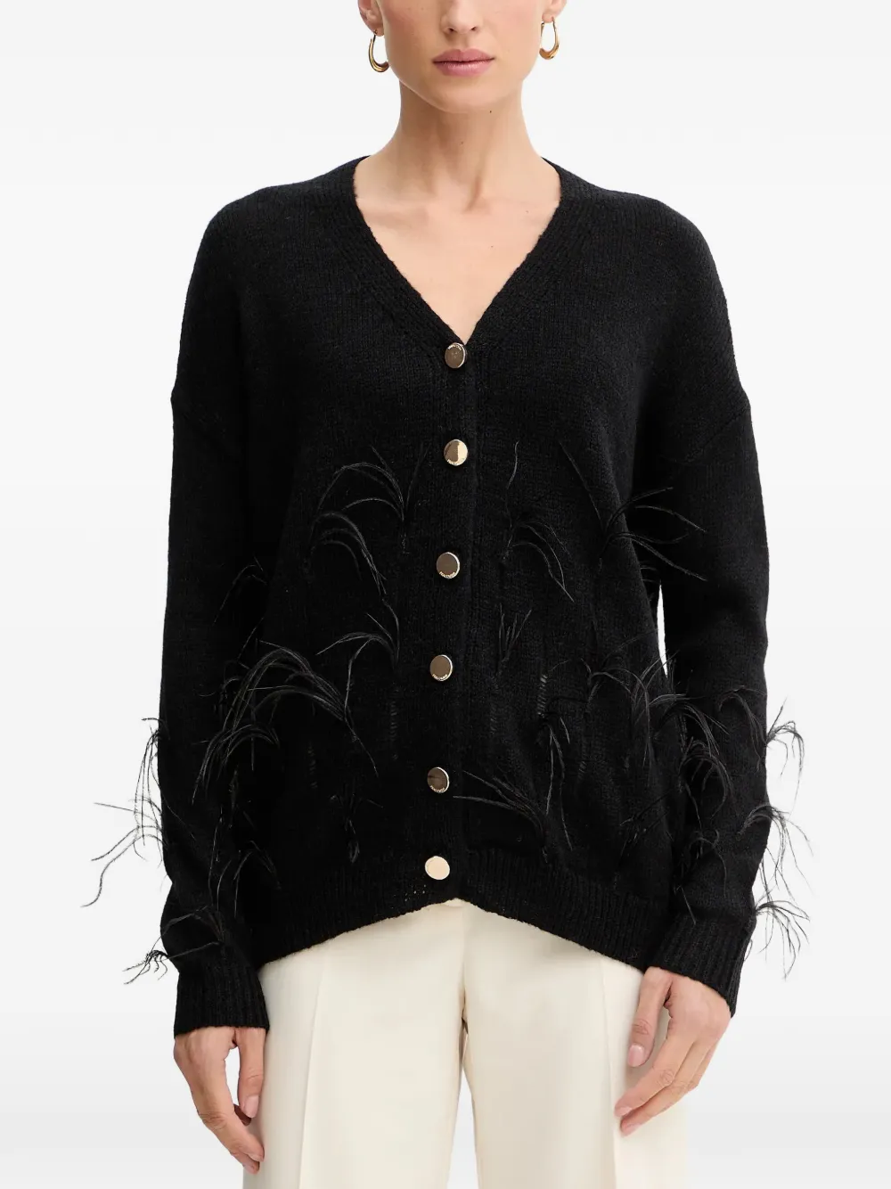 FRACOMINA trim button cardigan - Nero