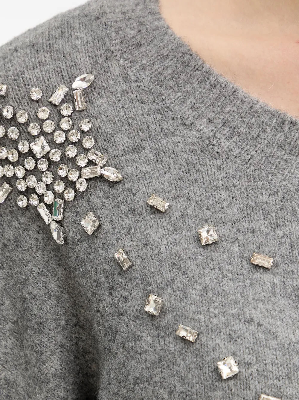 Stone-Embellishment Button-Fastening Cardigan