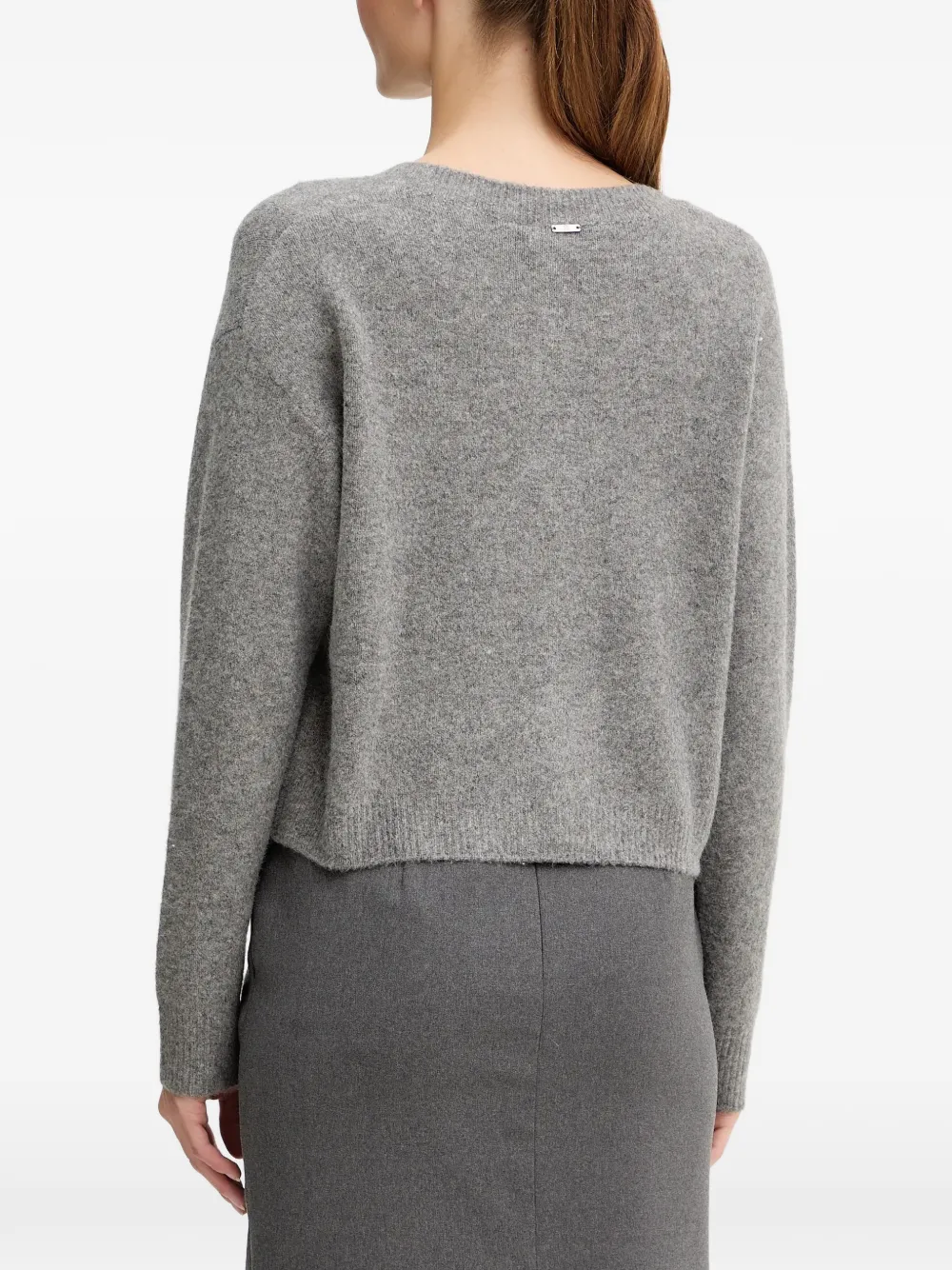 Stone-Embellishment Button-Fastening Cardigan