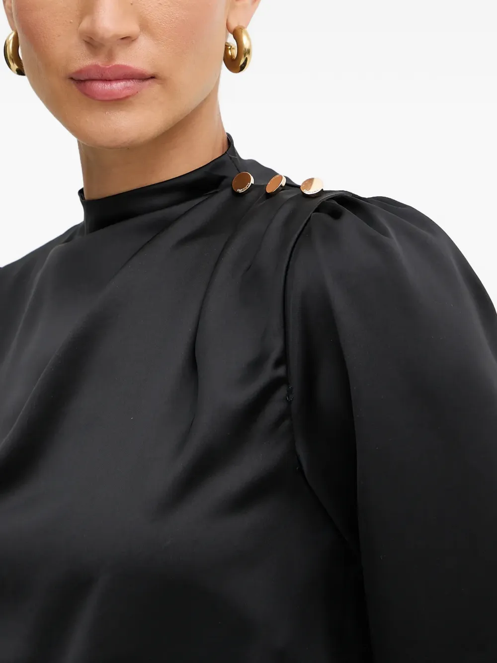 FRACOMINA Blouse met knoopdetail Zwart