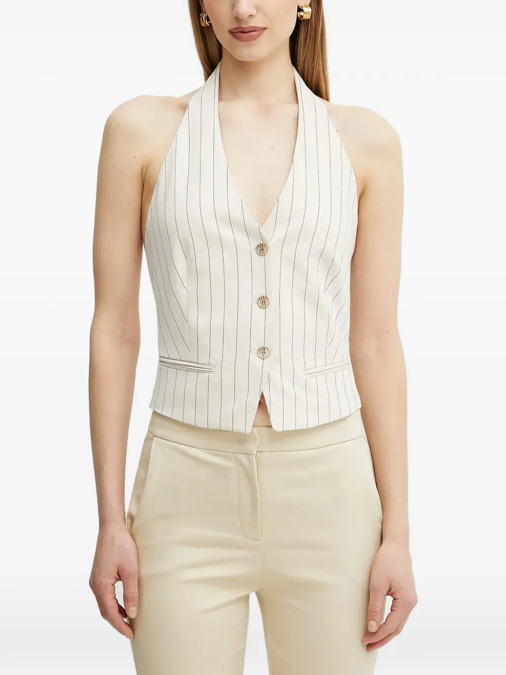 FRACOMINA pinstripe buttoned top - Bianco