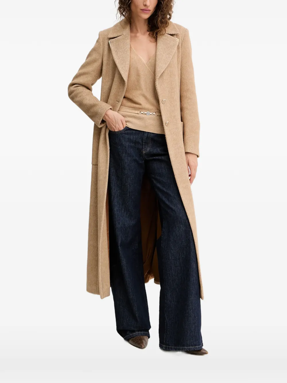 FRACOMINA belted herringbone coat - Toni neutri
