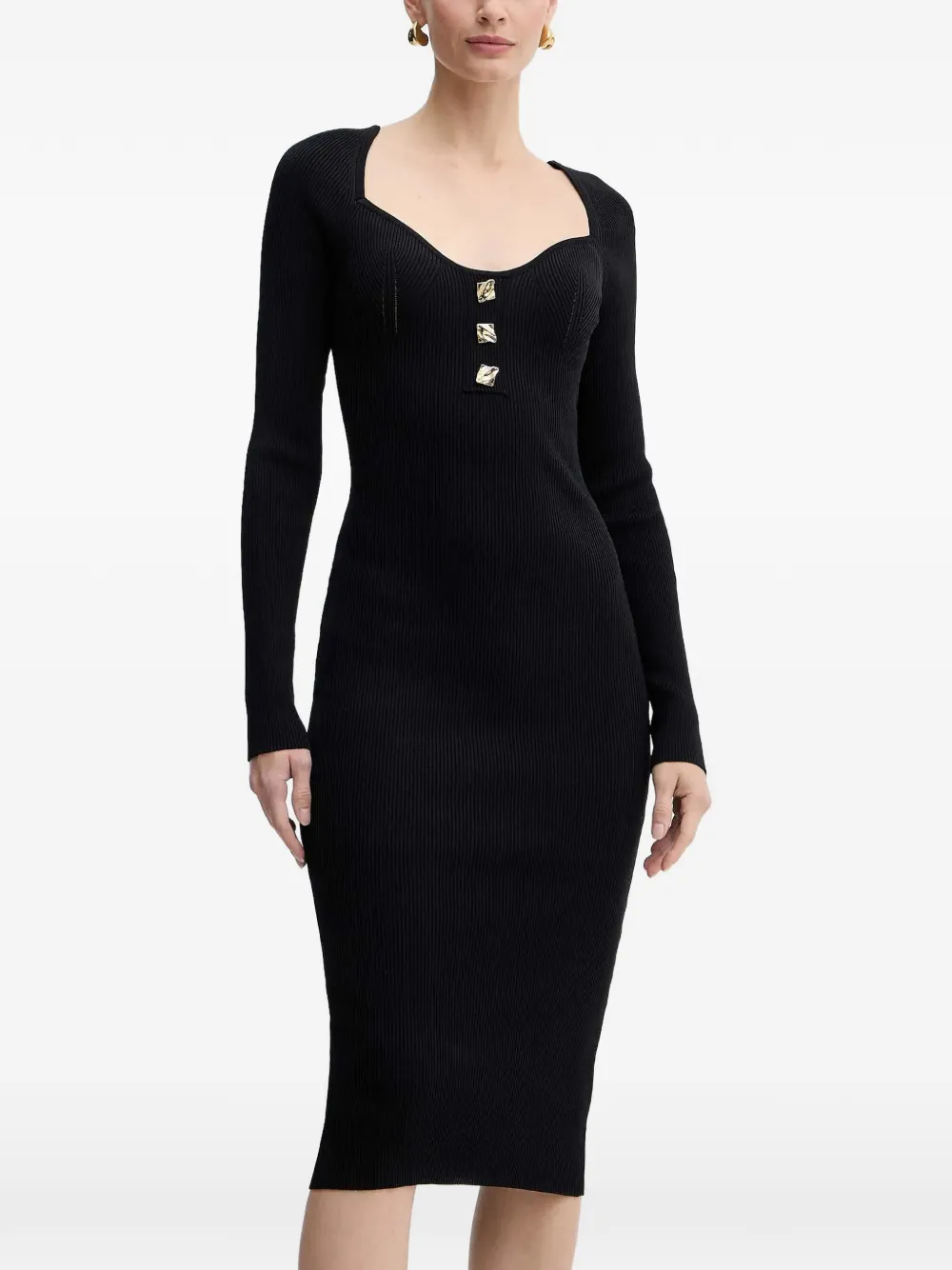 FRACOMINA button ribbed dress - Nero