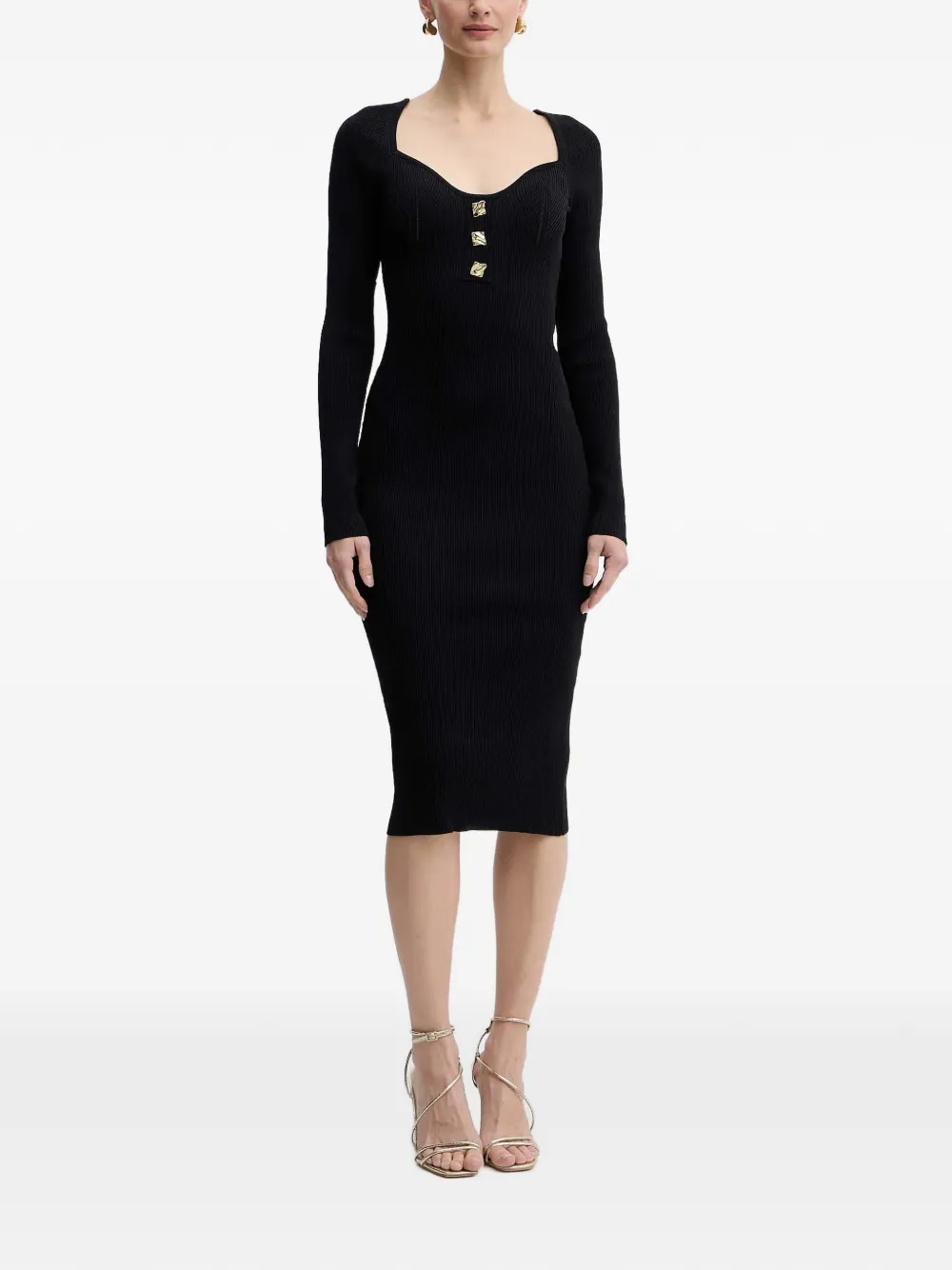 FRACOMINA button ribbed dress - Zwart