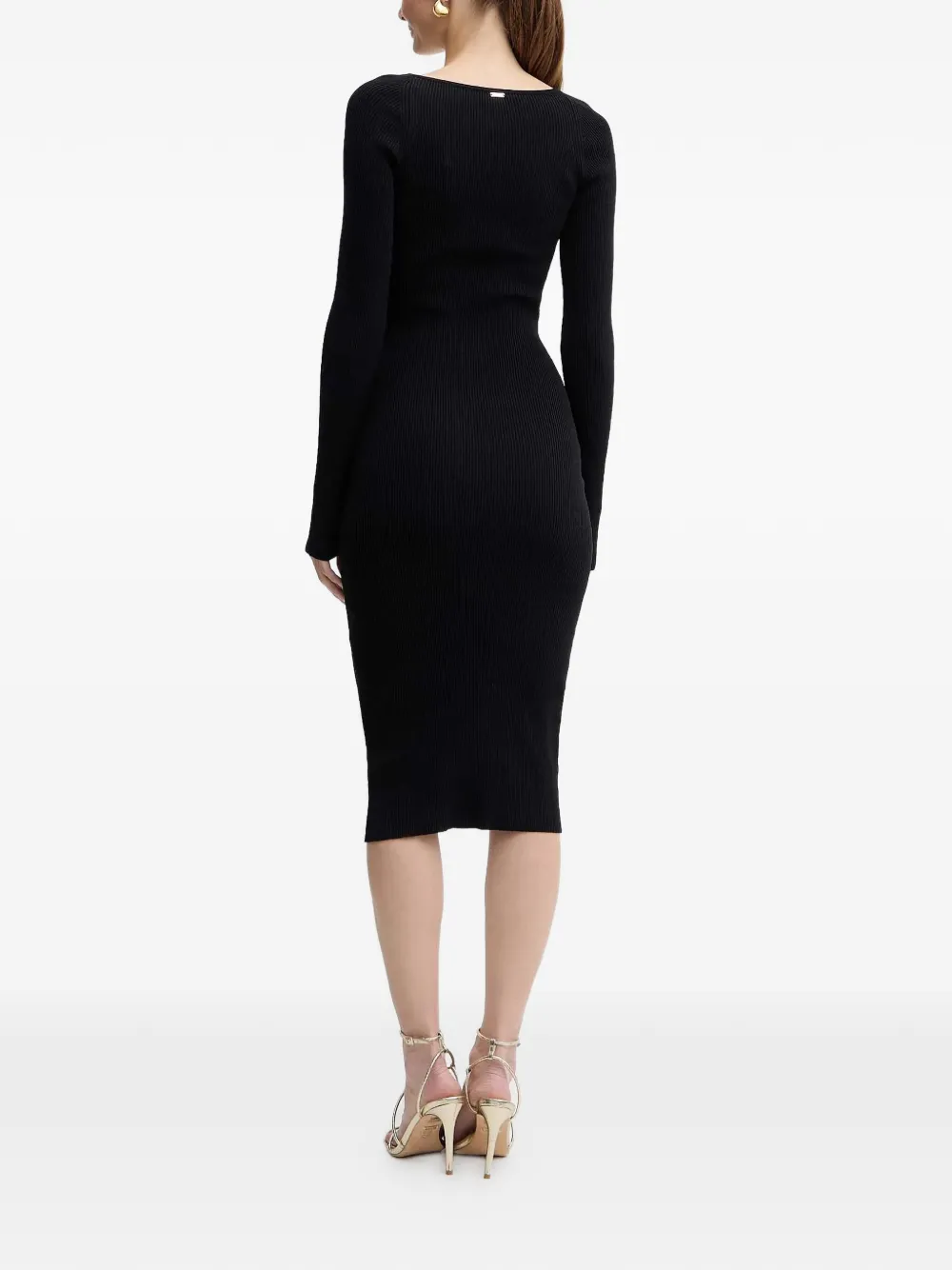  Fracomina Button Ribbed Dress - Black 