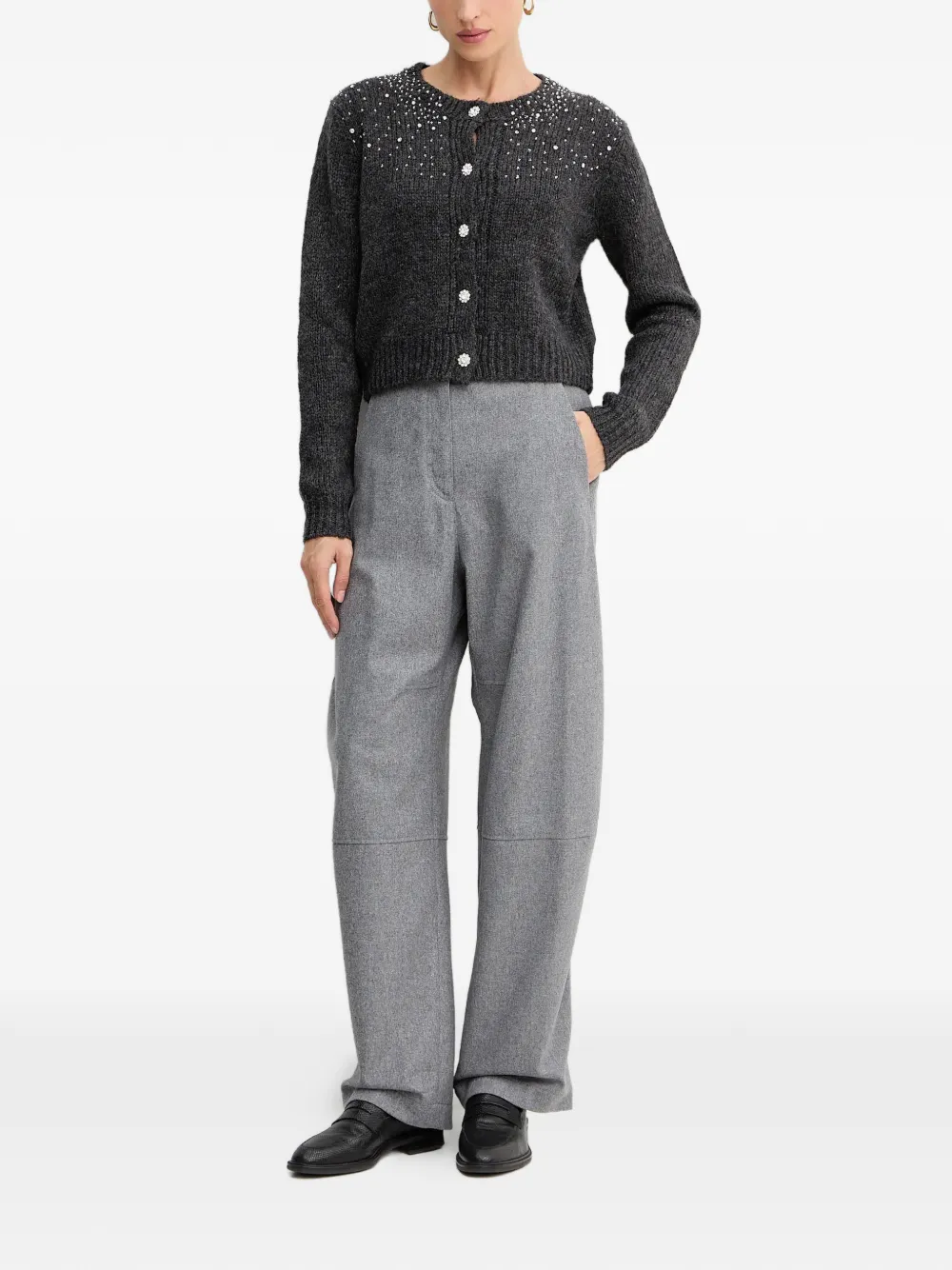  Fracomina Bead-embellished Cardigan - Grey 