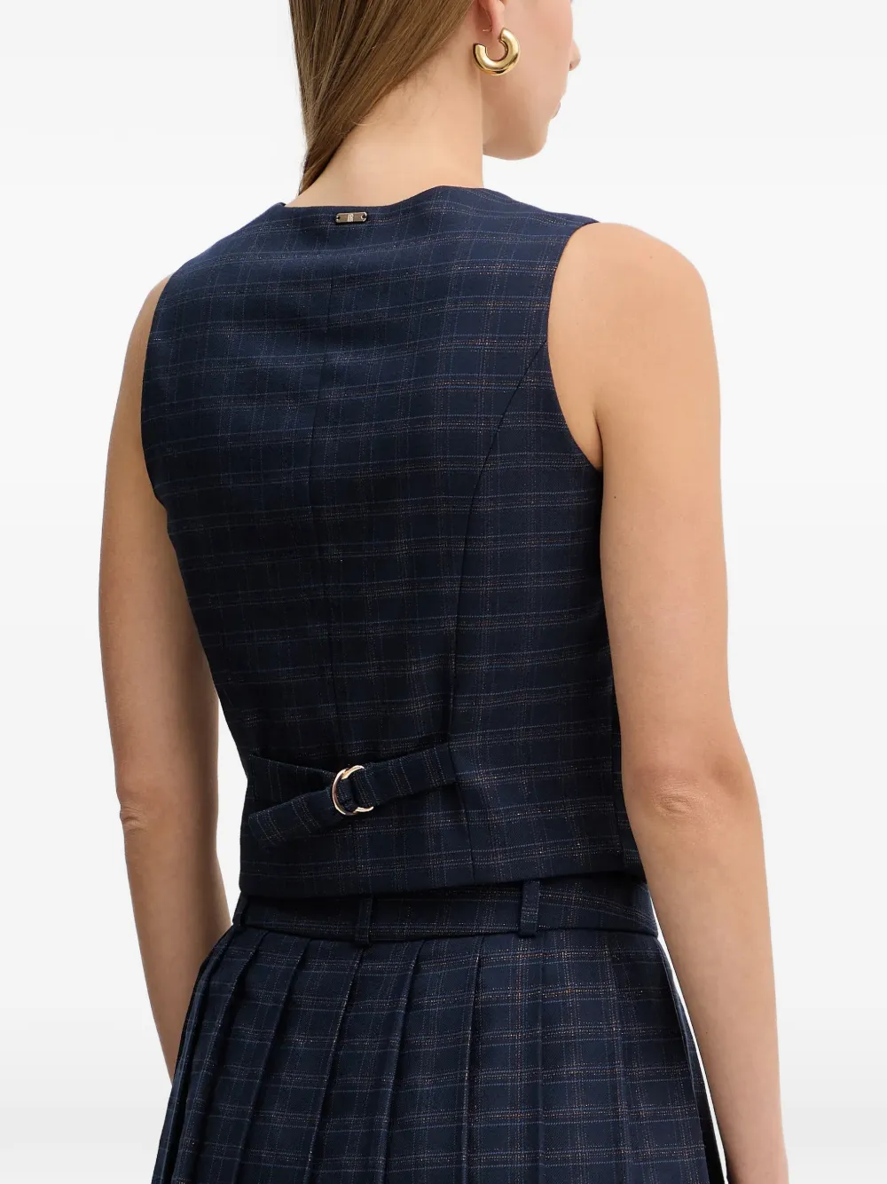 FRACOMINA Geruite gilet met V-hals Blauw