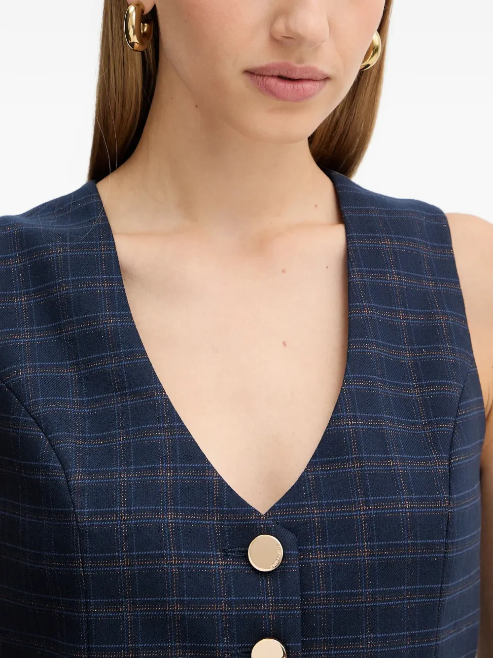 FRACOMINA Geruite gilet met V-hals Blauw