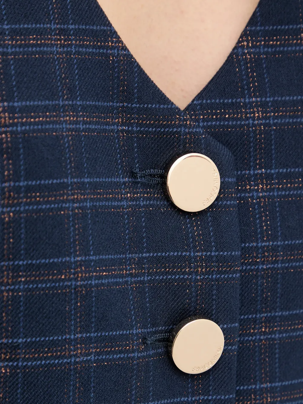 FRACOMINA Geruite gilet met V-hals Blauw