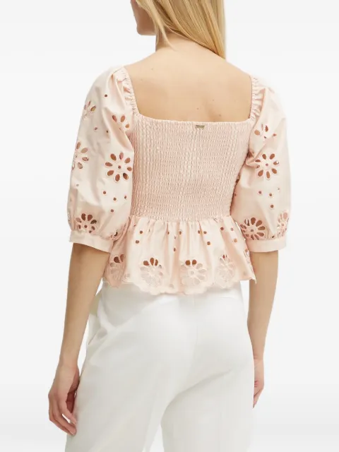 FRACOMINA floral-cut smocked blouse