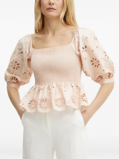 FRACOMINA floral-cut smocked blouse