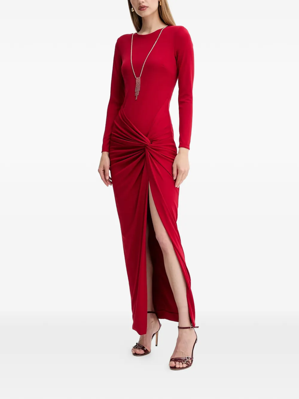 FRACOMINA long-sleeve twisted maxi dress - Rood