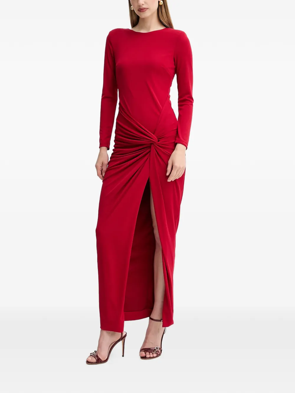 FRACOMINA long-sleeve twisted maxi dress - Rosso
