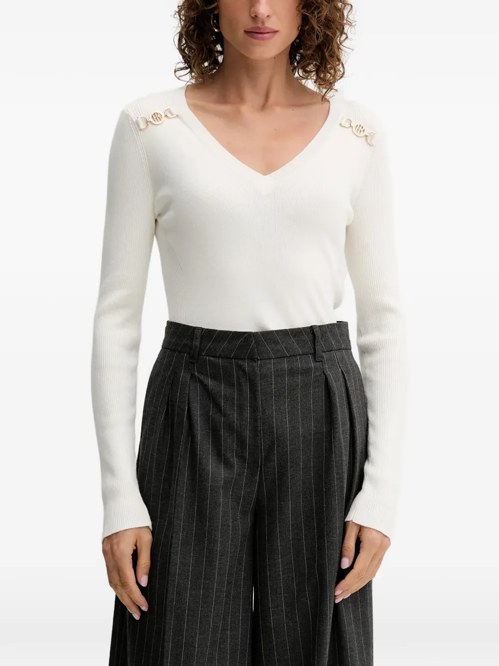 FRACOMINA V-neck embellished top - Bianco