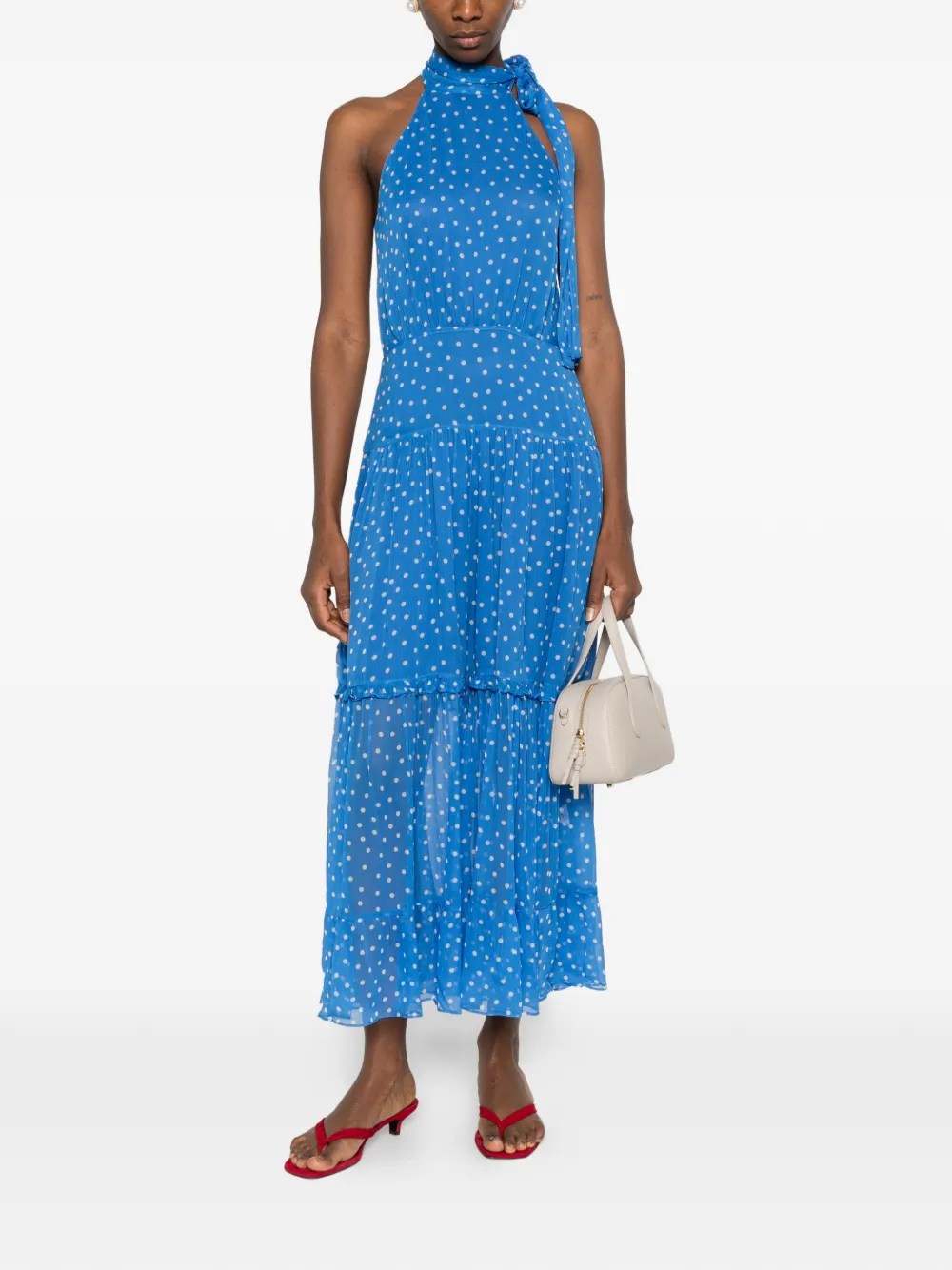 Rixo Abi polka dot-pattern halterneck maxi dress - Blauw
