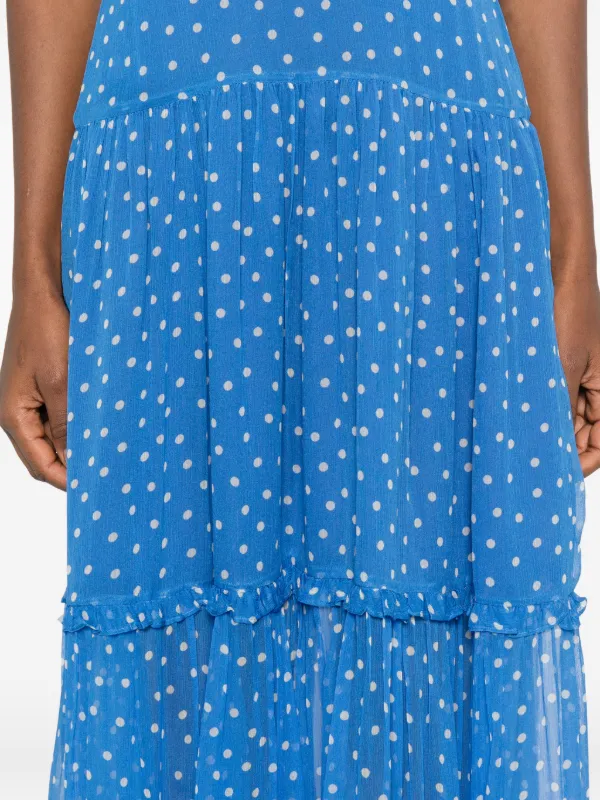 Rixo Abi Polka dot-pattern Halterneck Maxi Dress | Blue | FARFETCH GE