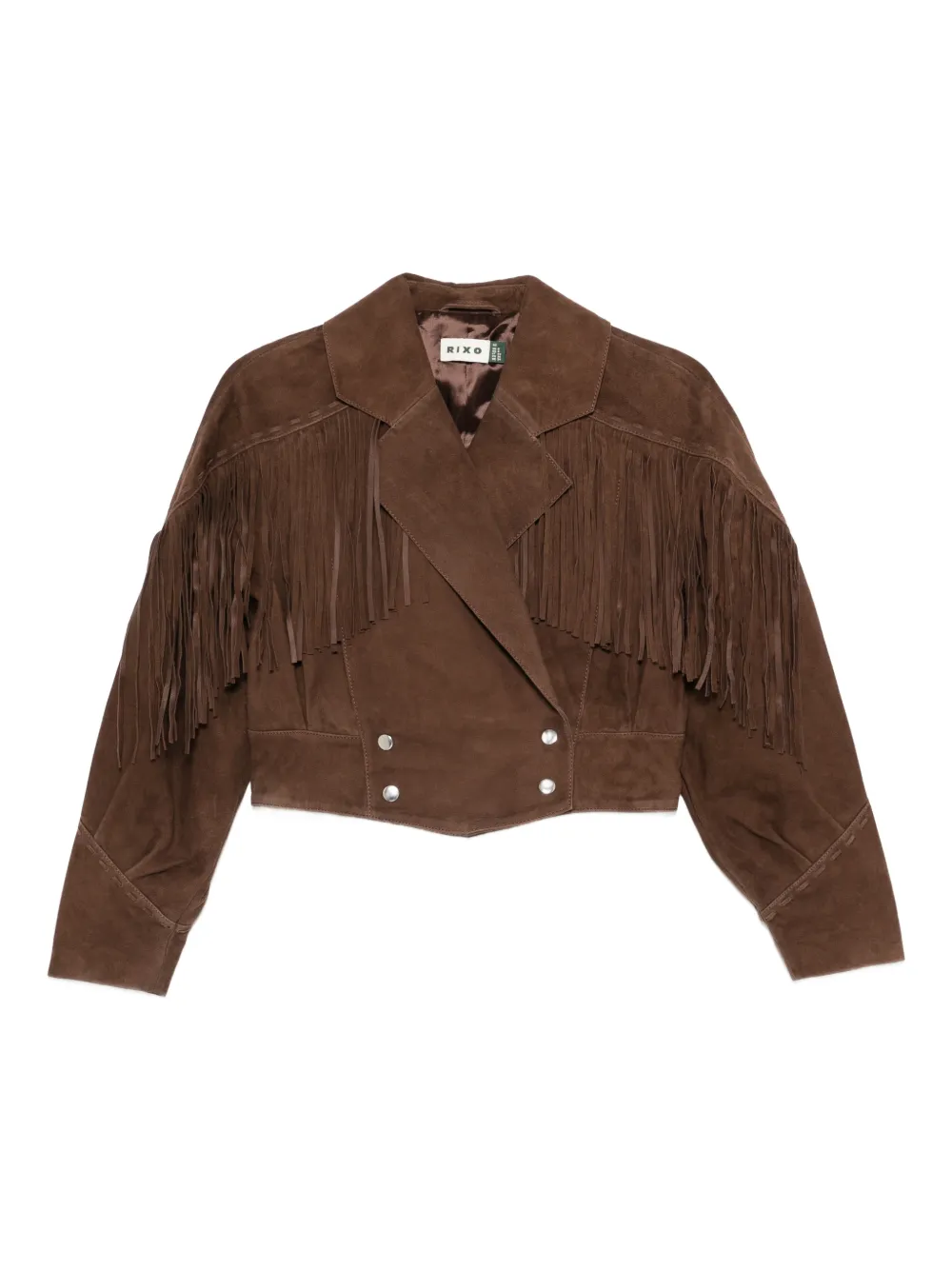 Rixo fringe-detail double-breasted jacket - Marrone