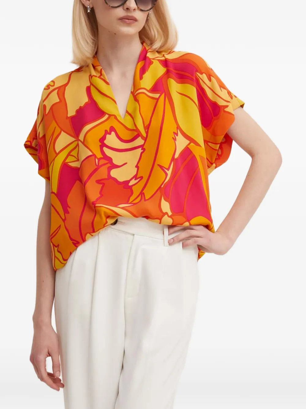 Joseph Ribkoff V-neck floral-print top - Arancione