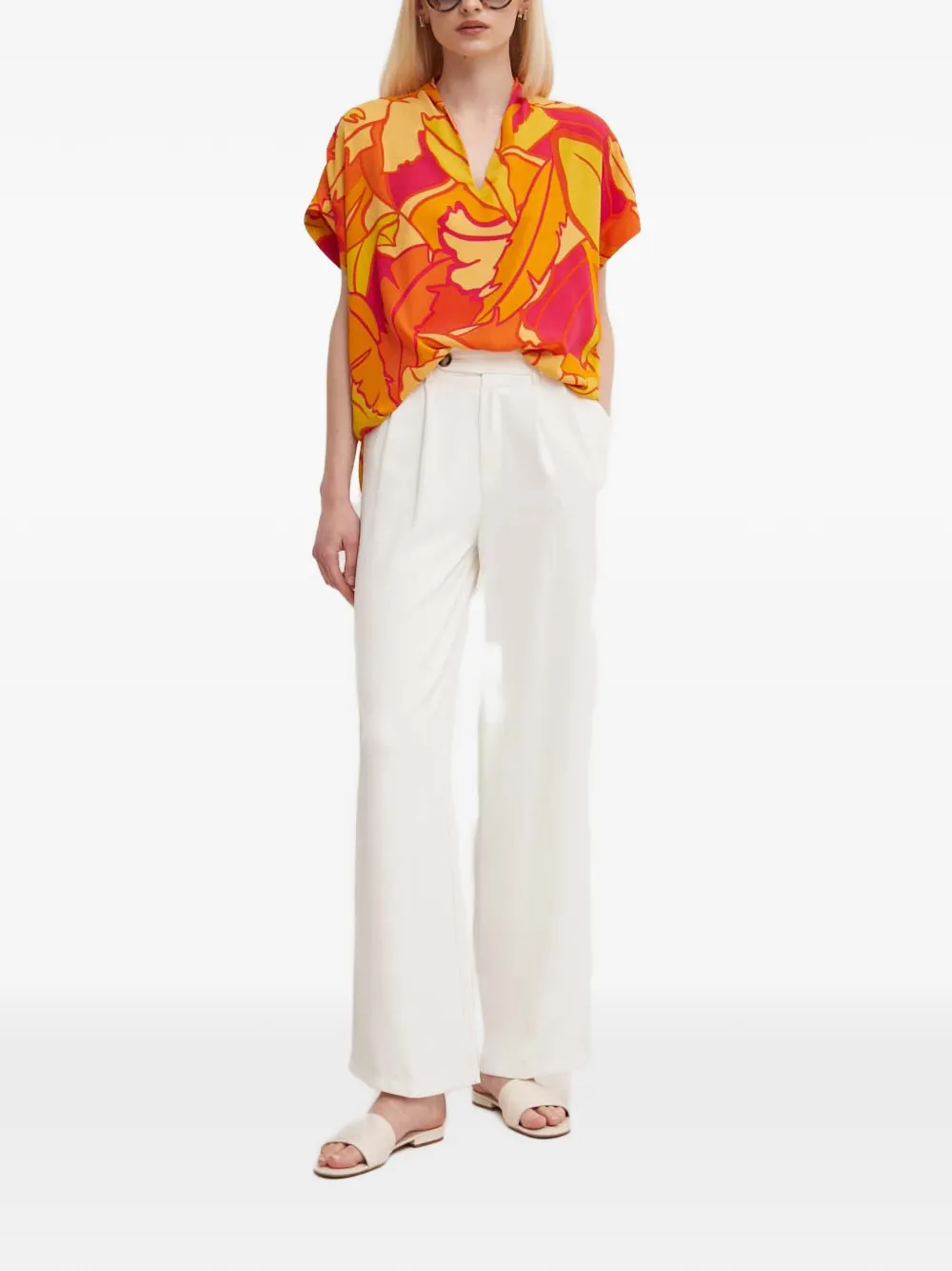 Joseph Ribkoff V-neck floral-print top - Oranje