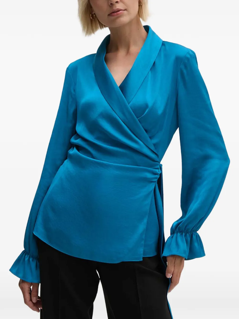 Joseph Ribkoff ruffled wrap top | Blue | Image 1