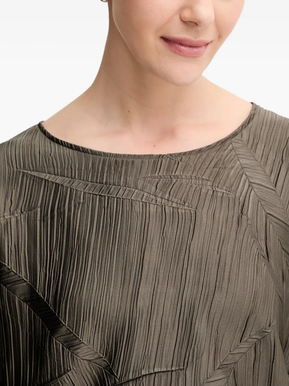Joseph Ribkoff geometric-pattern pleated top - Marrone