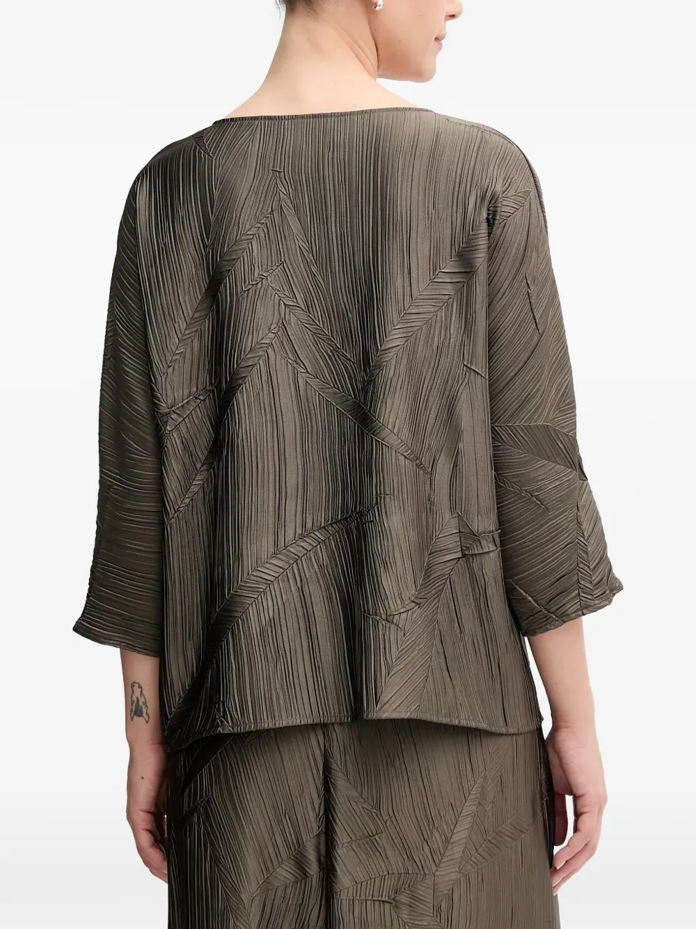  Joseph Ribkoff Geometric-pattern Pleated Top - Brown 