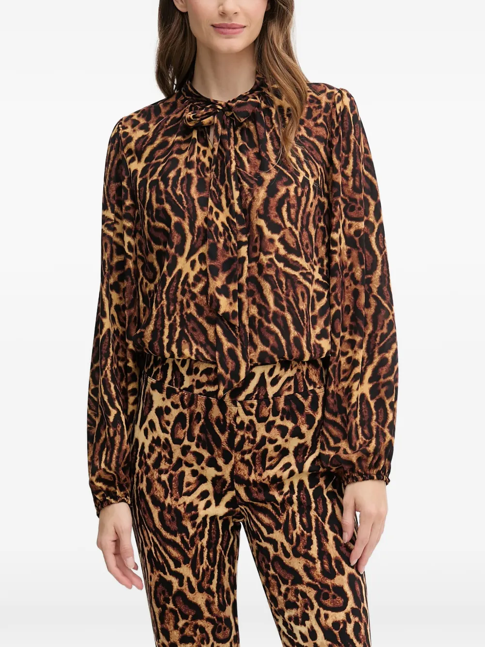 Joseph Ribkoff bow animal-print top | Brown | Image 1