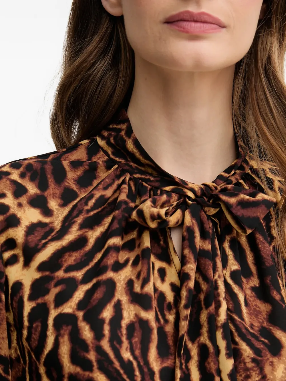 Joseph Ribkoff Top met dierenprint en strik Bruin